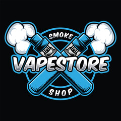 Vape Smoke Shop Logo Vector Graphic Design illustration Emblem Symbol and Icon
