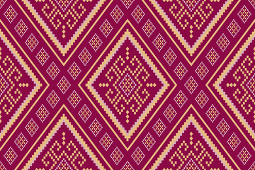 Pink Cross stitch colorful geometric traditional ethnic pattern Ikat seamless pattern border abstract design for fabric print cloth dress carpet curtains and sarong Aztec African Indian Indonesian