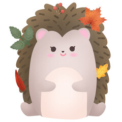 Hedgehog with leaves on it