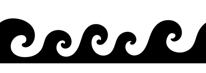 Wave silhouette. Sea waves seamless border. Waves on a white  background. Vector clipart. © graphic_arts