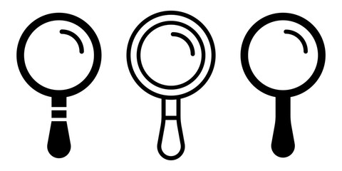 Magnifying glass icon set. Vector clipart isolated on white background.