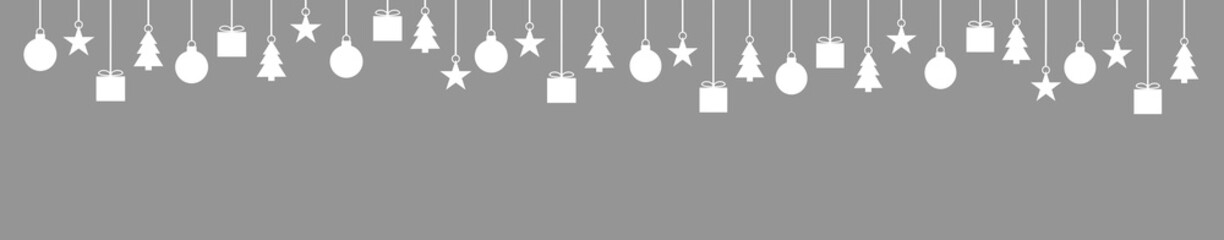 Weihnachtsbanner in grau mit weißer Dekoration