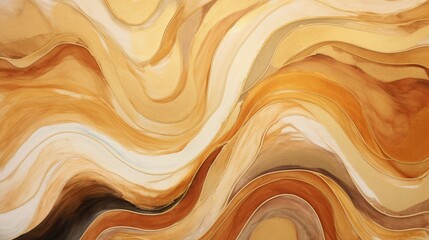 Abstract brown golden shiny glow wavy background. Gold glitter waves in earth tone colors textured design. Luxury caramel chocolate cocoa coffee fluid texture. .