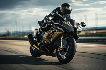 Fototapeta premium Man on motorcycle racing