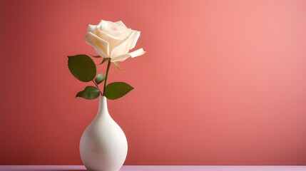 white vase with roses