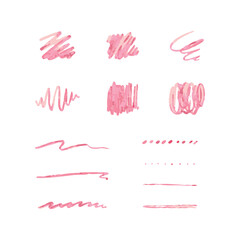 鉛筆で書いた線ピンクの線のベクター素材セット