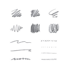 鉛筆で書いた線黒い線のベクター素材セット