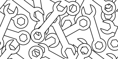 black white pile spanner seamless pattern