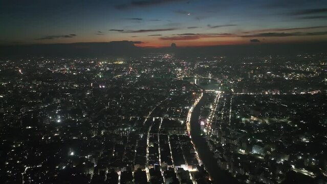 Aerial view of Dhaka cityscape, Dhaka, Bangladesh.