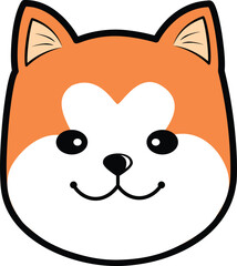 cute element or icon of happy puppy shibuya hachi head vector illustration