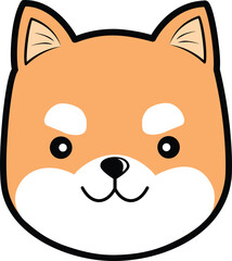 cute element or icon of happy puppy shiba inu head vector illustration