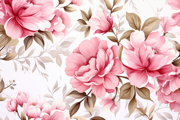 Seamless floral pattern with magnolia flowers. Vector illustration.