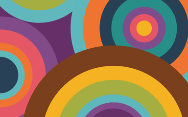 Obraz premium Abstract background of rainbow groovy Wavy Line design in 1970s Hippie Retro style