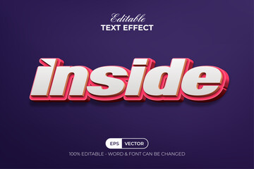 Inside 3D Text Effect Style. Editable Text Effect.