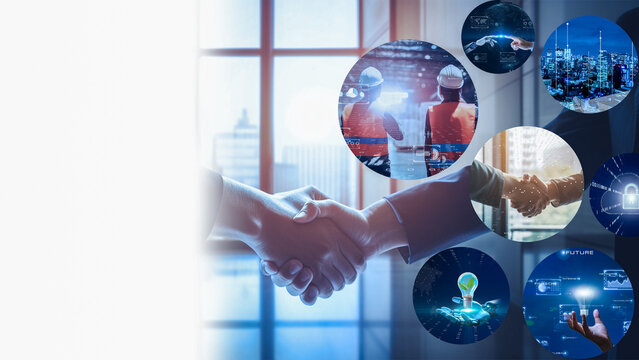 デジタルの世界で成功したビジネスリーダー、DX サイバーセキュリティ、インターネット安全のイメージ