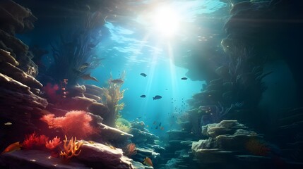 Fototapeta na wymiar underwater scene with coral reef