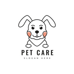 modern minimal pet logo veterinary dog cat head mascot animal friend cute logo design vector graphic illustration