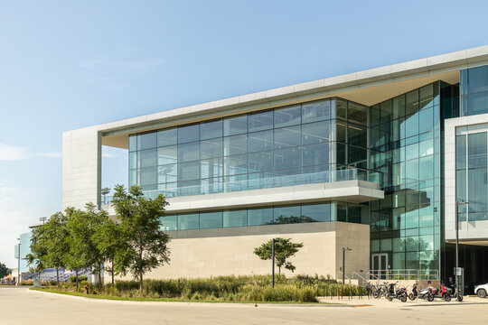 Evanston, IL, USA - September 5, 2023: Northwestern University's Walter Athletics Center and Ryan Fieldhouse are modern additions to the lakefront campus in 2018.