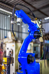 Robotics, Robot for industry. Collaborative robot, safe, flexible. AI Robot, robot arm in the...