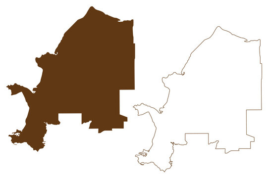 City of Darwin (Commonwealth of Australia, Northern Territory, NT) map vector illustration, scribble sketch map