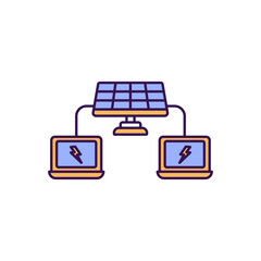 Laptop charge via solar Vector Icon which can easily modify or edit

