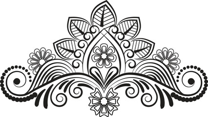 Indian Traditional and Cultural Rangoli, Alpona, Kolam, or Paisley vector line art. Bengal art India. for textile printing, logo, wallpaper	