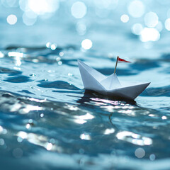 Paper Boat Origami Nautical Vessel Water  - 644462583