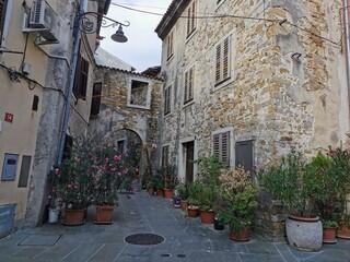 Pitoresque street in the village Koper, Slovenia