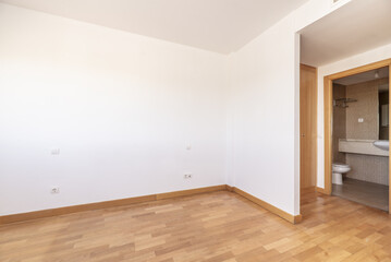 An empty bedroom with white painted walls