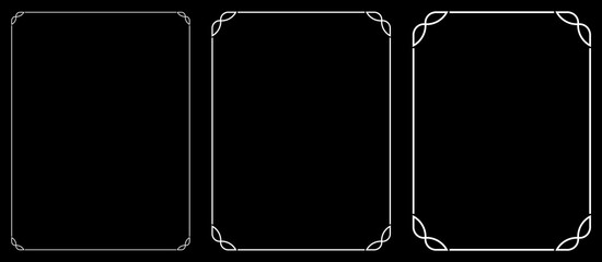 Vector border frames set. Vintage blackboards, invitations, certificates, book covers, or menu pages. Can be used for laser cutting, printing. Black retro EPS vertical background