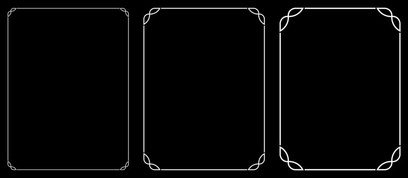 Vector border frames set. Vintage blackboards, invitations, certificates, book covers, or menu pages. Can be used for laser cutting, printing. Black retro EPS vertical background