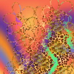 combination of colorful  leopard snake tiger textures textile collage pattern