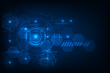 Vector digital hud circuit circle technology adstract blue light background.