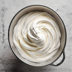 white cream close-up in a pan