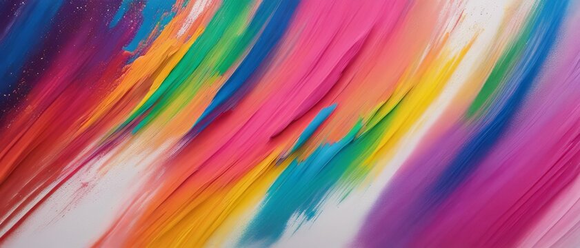 Rainbow wallpaper, colored paint strokes on a white surface with sand