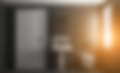 Scandinavian bathroom, classic  vintage interior design. 3D rendering.. Sunset.