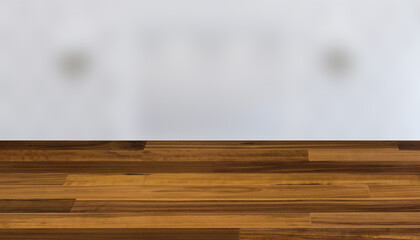 Bathroom interior bathtub. 3D rendering., Background with empty wooden table. Flooring.