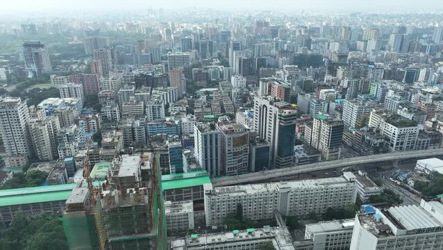 Aerial view of Dhaka cityscape, Dhaka, Bangladesh.