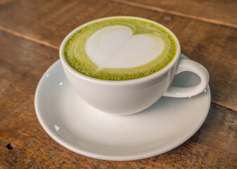 hot japanese matcha green tea beverage with milk