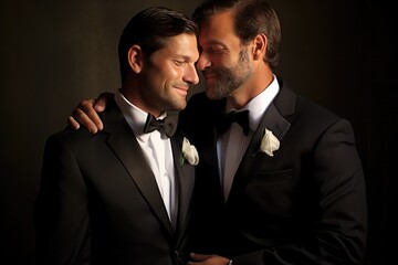 gay wedding photography in black suits.