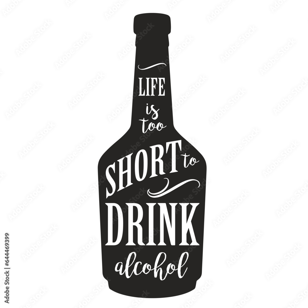 Sticker alcohol bottle silhouette monochrome sticker