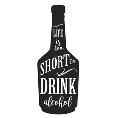 Fototapeta na wymiar Alcohol bottle silhouette monochrome sticker