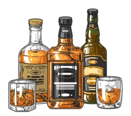 Deurstickers Graffiti collage Whiskey drink detailed sticker colorful