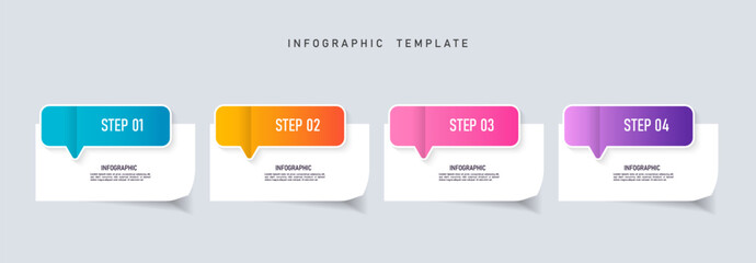 Four steps business infographics template vector	
