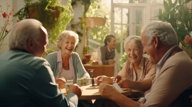 Older Adults Socializing Around A Table