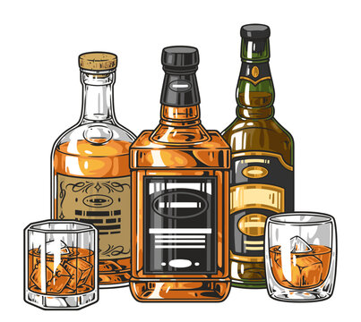 Whiskey drink detailed sticker colorful