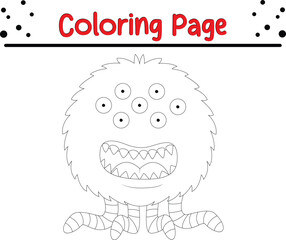 Cute cartoon Monster coloring page. Children's black and white illustration.