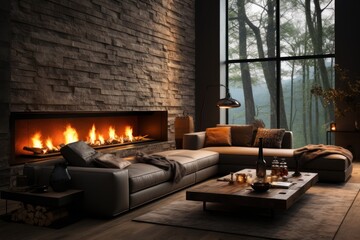 living room with fireplace