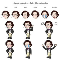 Cute classical composer, performer illustration - 09_Felix Mendelssohn