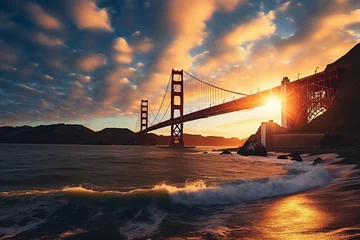 Cercles muraux Pont du Golden Gate golden gate bridge at sunset